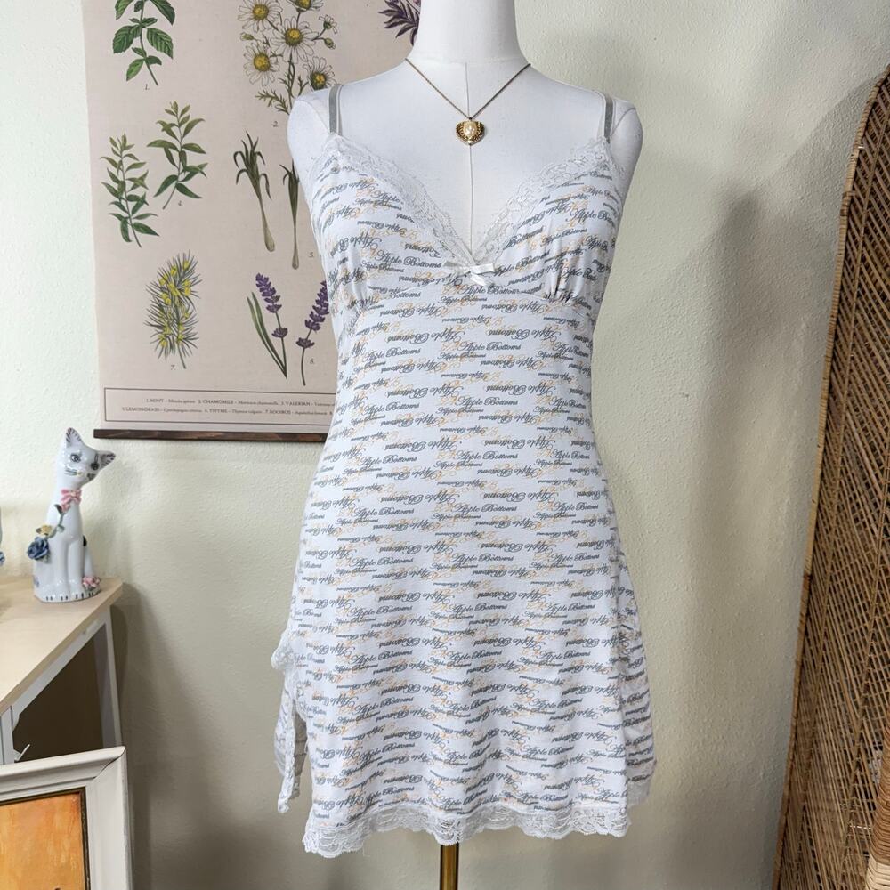 90s Y2k Apple Bottoms Print Babydoll Slip Dress Lingerie Sexy Trashy McBling XL